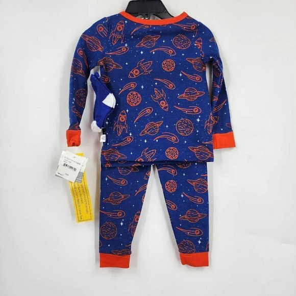 Sleep On It Mini Little Boys Moon Planet Rocket Print 3 Piece Pajama Set  SZ 24M - Picture 1 of 15